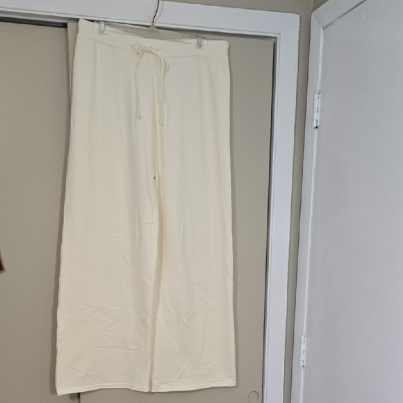 unbranded Pants - Unbranded Cream Wide Leg Yoga Pants with Drawstring Size XL